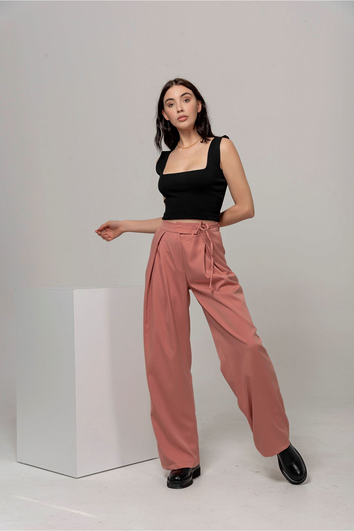 Atlas Fabric Wide Fit Wide Leg Women'S Trouser - Light Pink
