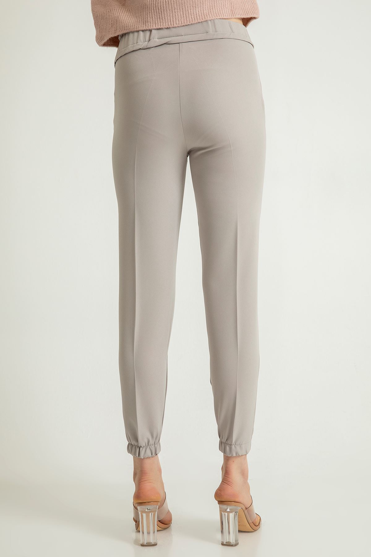 атласный ткань Женские брюки с эластичной резинкой на талии - Серый