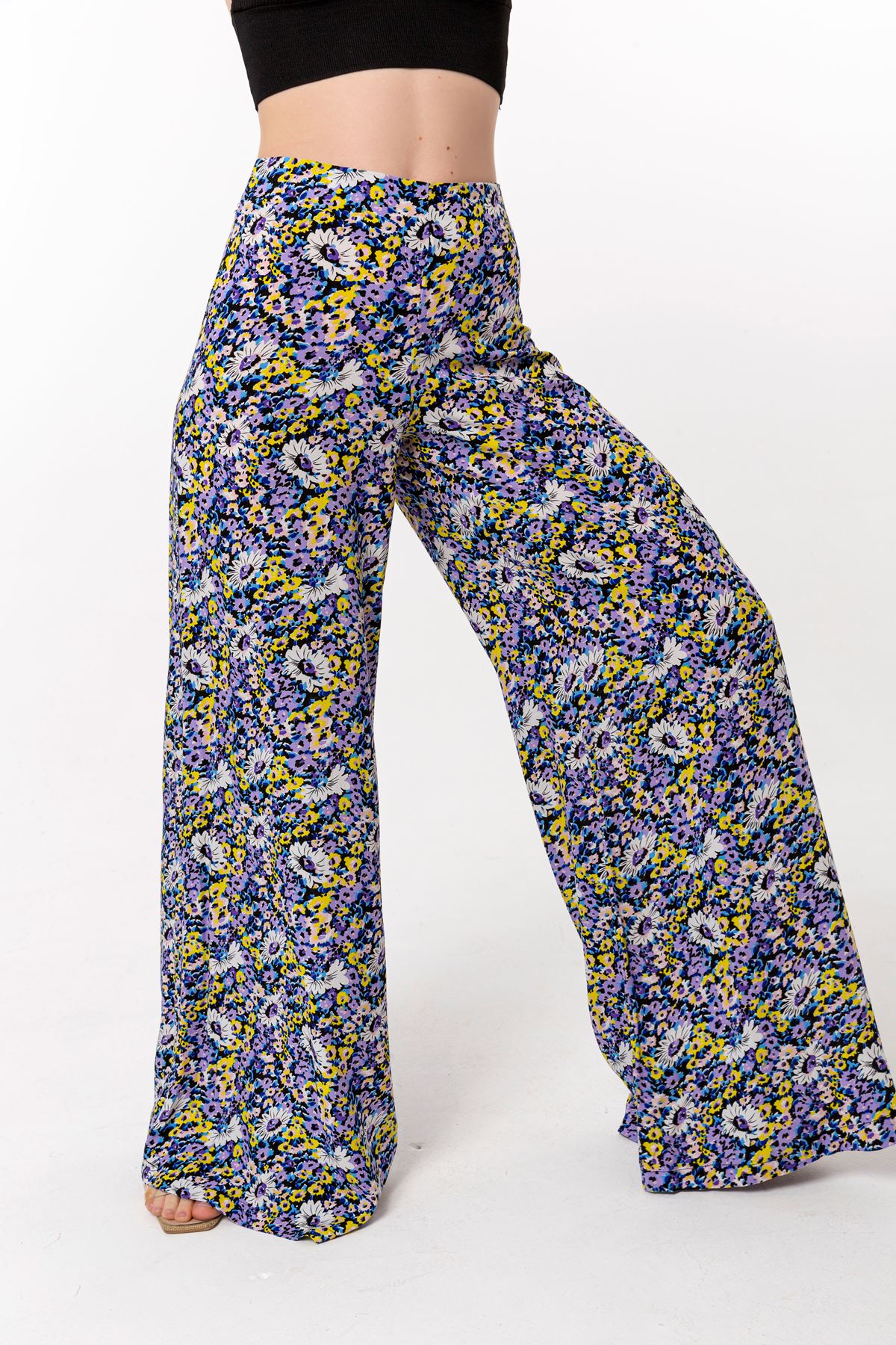максимальной длины широкий женские брюки - Синий