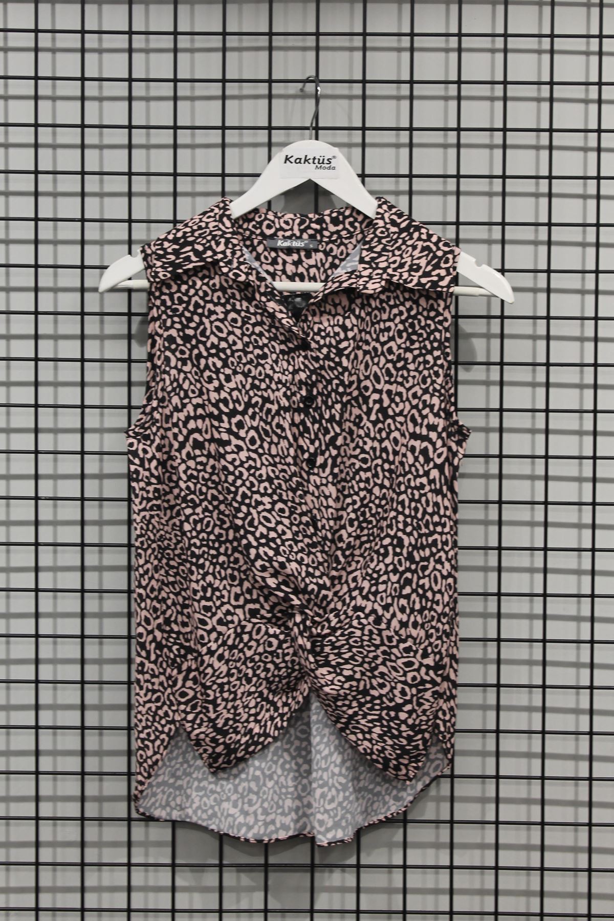 джессика ткань отложной воротник леопардовая блузка с узлом - Светло розовый