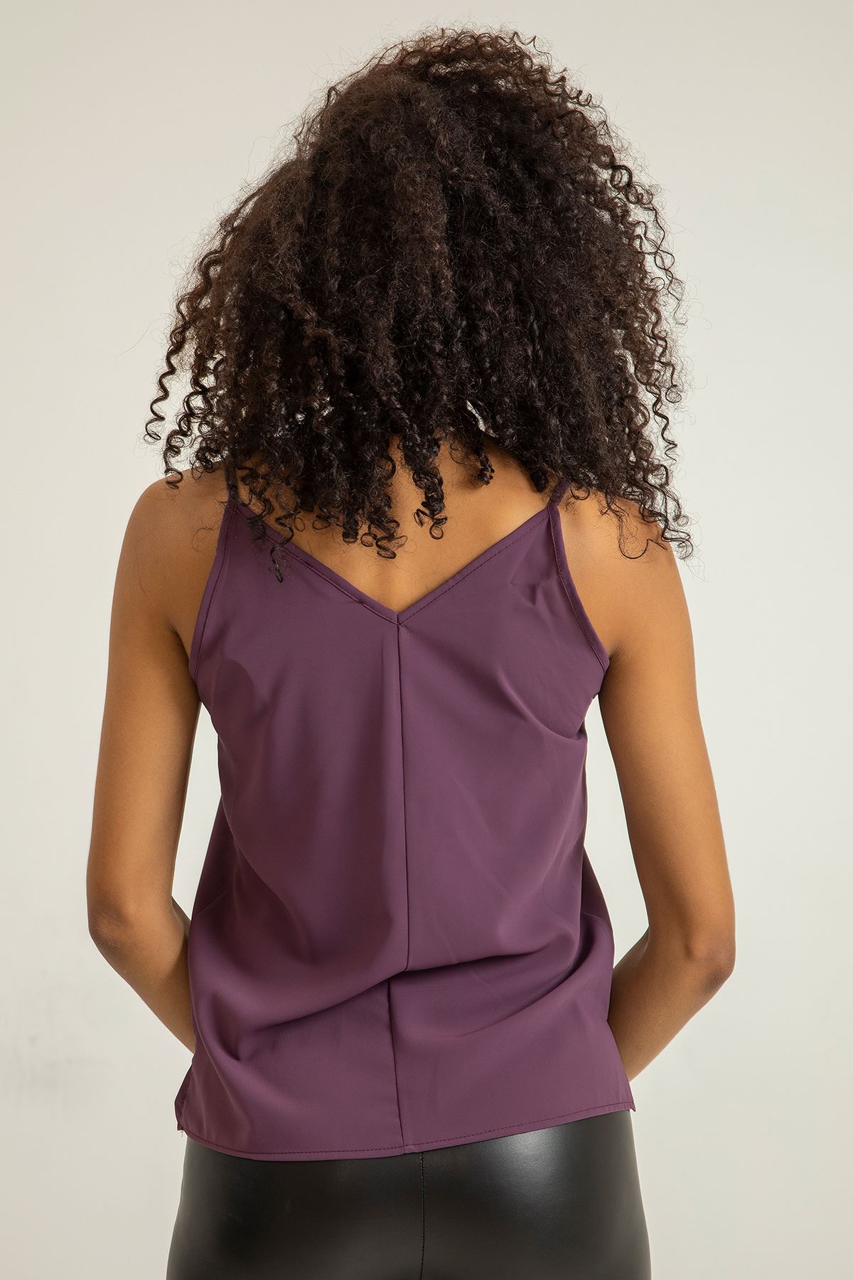 Jessica Fabric V Neck Laced Women Dress -Purple