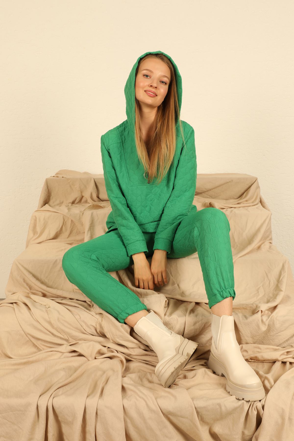 Jakar Fabric Hooded Sets-Green