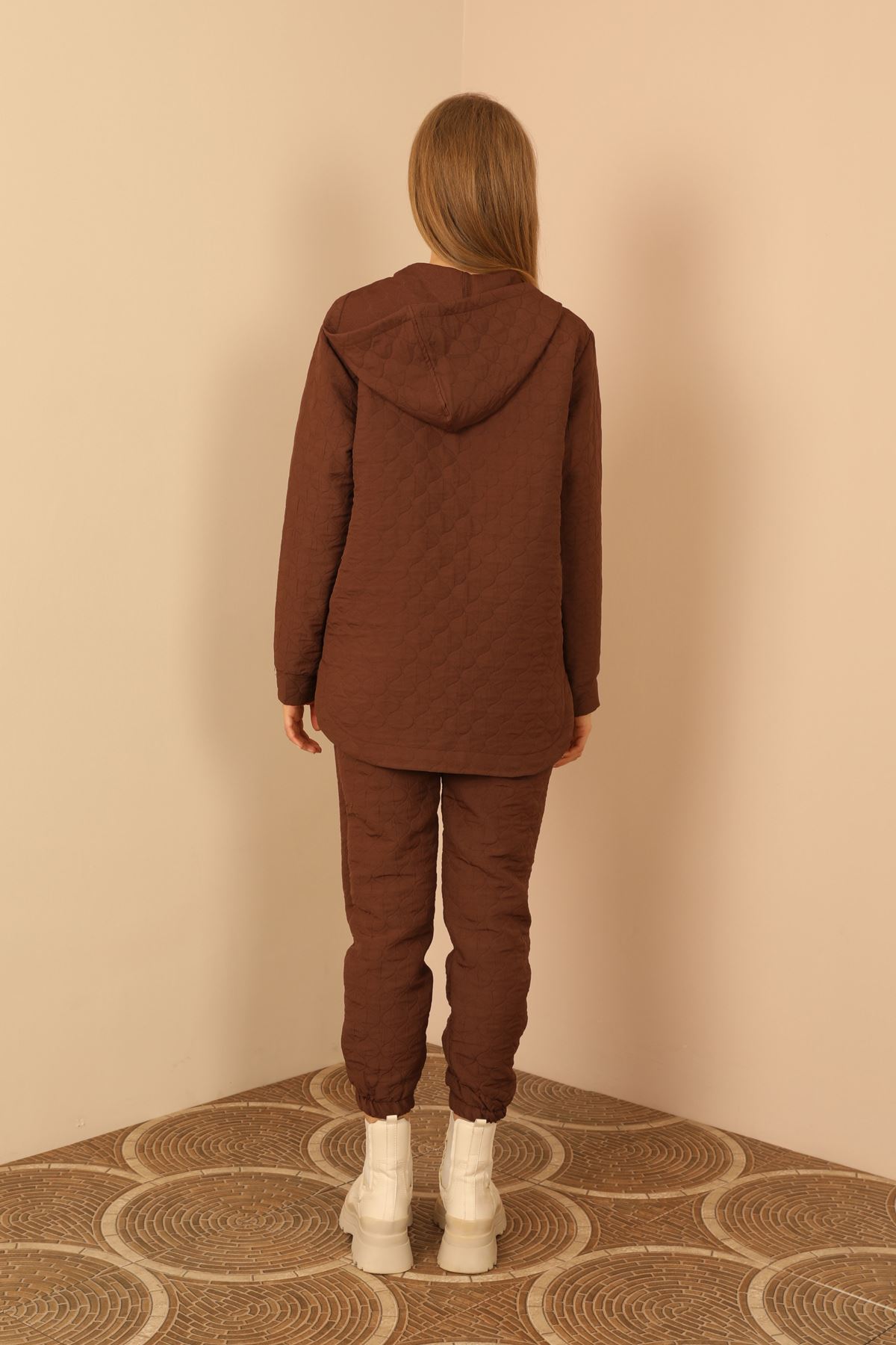 Jakar Fabric Hooded Sets-Brown