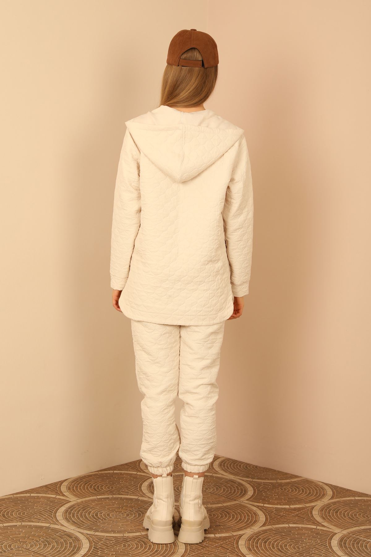 Jakar Fabric Hooded Sets-Beige