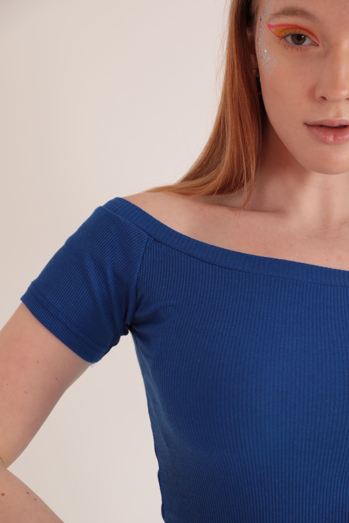 Camisole Fabric Женская блузка с воротником Madonna-Ярко синий
