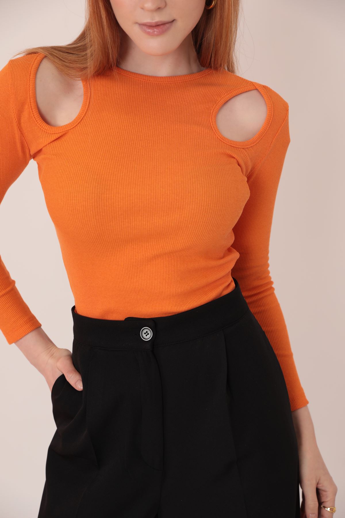 Camisole Fabric Shoulder Decollete Women's Blouse-Orange