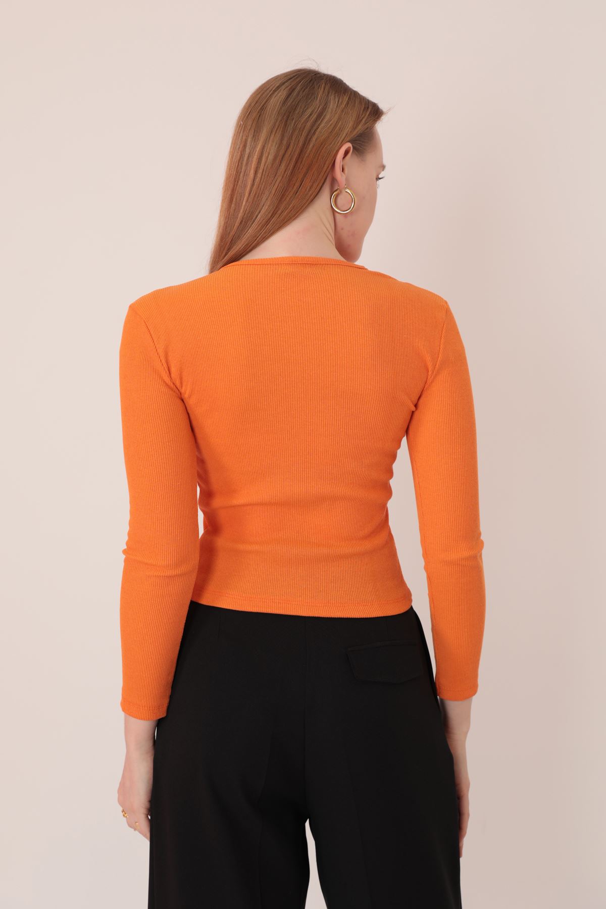 Camisole Ткань Плечо Декольте Женская Блузка-Оранжевый