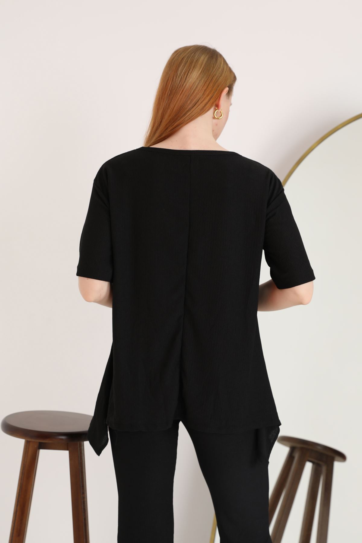 Cress Fabric Asymmetrical Cut Women's Suit-Black