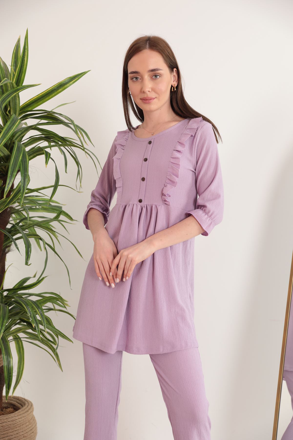 Cress Fabric Frilly Women's Suit-Lilac