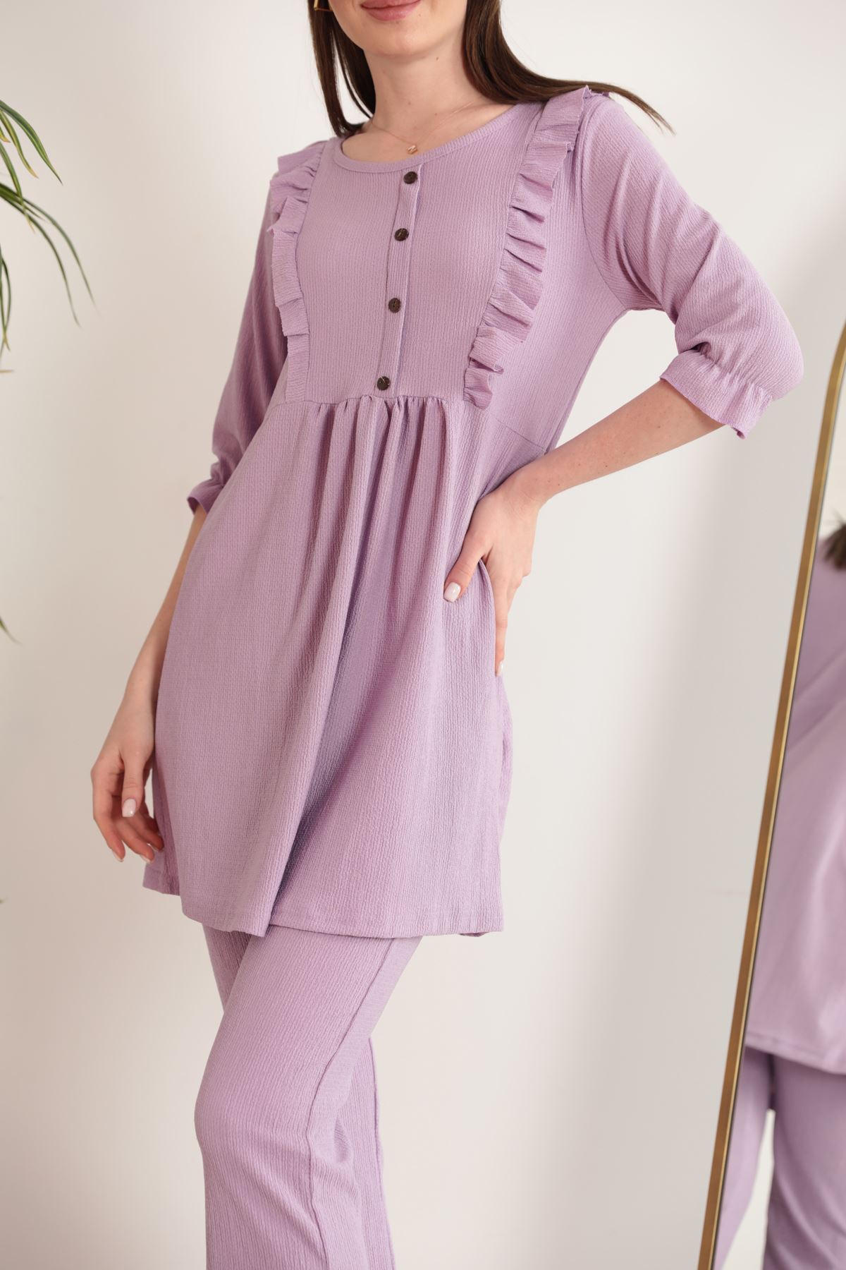 Cress Fabric Frilly Women's Suit-Lilac