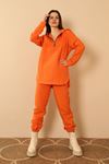 Женский костюм с капюшоном большого квадратного размера из жаккардовой ткани-Оранжевый