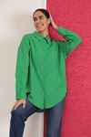 Soft Sleeve And Back Roba Button Detail Women's Shirt-Green