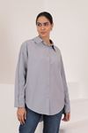 Soft Sleeve And Back Roba Button Detail Women's Shirt-Grey