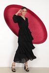 Aerobin Chiffon Fabric Layered Women's Dress-Black