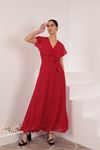 فستان نسائي ذو حساسية ناعمة من قماش شيفون ايروبين-أحمر