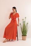فستان نسائي ذو حساسية ناعمة من قماش شيفون ايروبين-برتقالي
