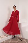 Женское платье Aerobin с шифоновым плиссированным поясом-Kрасный