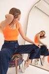 Knitwear Fabric Square Collar Women's Blouse-Orange