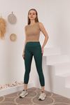Women's Ribbed Knitted Gathering Tights-Emerald Green