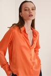 Базовая женская рубашка из атласной ткани-Оранжевый