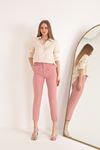 Плиссированные женские брюки из ткани Atlas-Светло розовый
