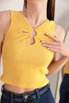 Camisole Fabric Lace Humorous Strap Women Crop-Yellow