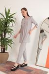 Cress Fabric Frilly Women's Suit-Grey