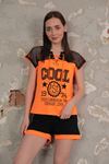 Короткие сетчатые шорты из трикотажа Женский костюм-Фосфорный оранжевый