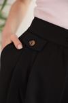 Atlas Fabric Pleated Shalwar Women's Trousers-Black