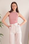 Camisole Fabric Halter Collar Women's Blouse-Light Pink