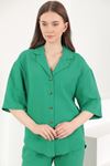 Женская рубашка с воротником из муслиновой ткани-Зелёный