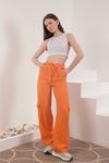 Женские брюки-карго из льняной ткани-Оранжевый