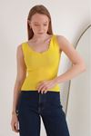 Knitwear Fabric Stair Collar Women's Blouse-Yellow