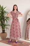 Chiffon Fabric Mixed Fruit Pattern Aller Women's Dress-Light Pink