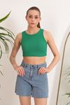 Camisole Fabric Halter Collar Sleeveless Women's Blouse-Green
