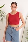 Camisole Fabric Halter Collar Sleeveless Women's Blouse-Red