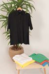 Modal Kumaş Kısa Kol Kadın Gömlek-Siyah