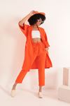 Muslin Fabric Comfortable Fit Elastic Women's Trousers-Orange