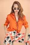 Классическая женская рубашка с широкими манжетами Kobe из атласной ткани-Оранжевый