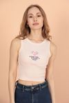 Game Over Embroidered Camisole Women's Blouse-Light Pink