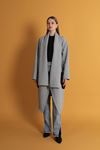 Oversize Women's Cardigan with Honeycomb Fabric-Grey