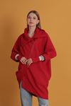 Honeycomb Fabric Women's Cardigan-Red