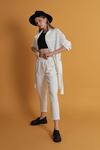 Atlas Fabric Women's Elastic Waist Trousers-Ecru