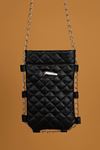 Leather Quilted Snap Fastener Women's Bag-Black