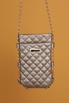 Leather Quilted Snap Fastener Women's Bag-Grey