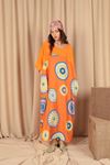Платье длинное женское из вискозной ткани-оранжевое