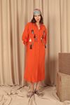 Длинное платье с кисточками из вискозной ткани, оранжевое