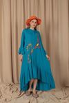 Viscose Fabric Women's Dress-Blue