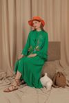 Платье женское из вискозной ткани-зеленое