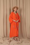 Платье женское с вышивкой из вискозной ткани-оранжевое